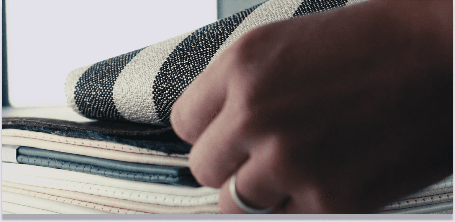 Close-ups of MELIMELI sofa fabrics and textures