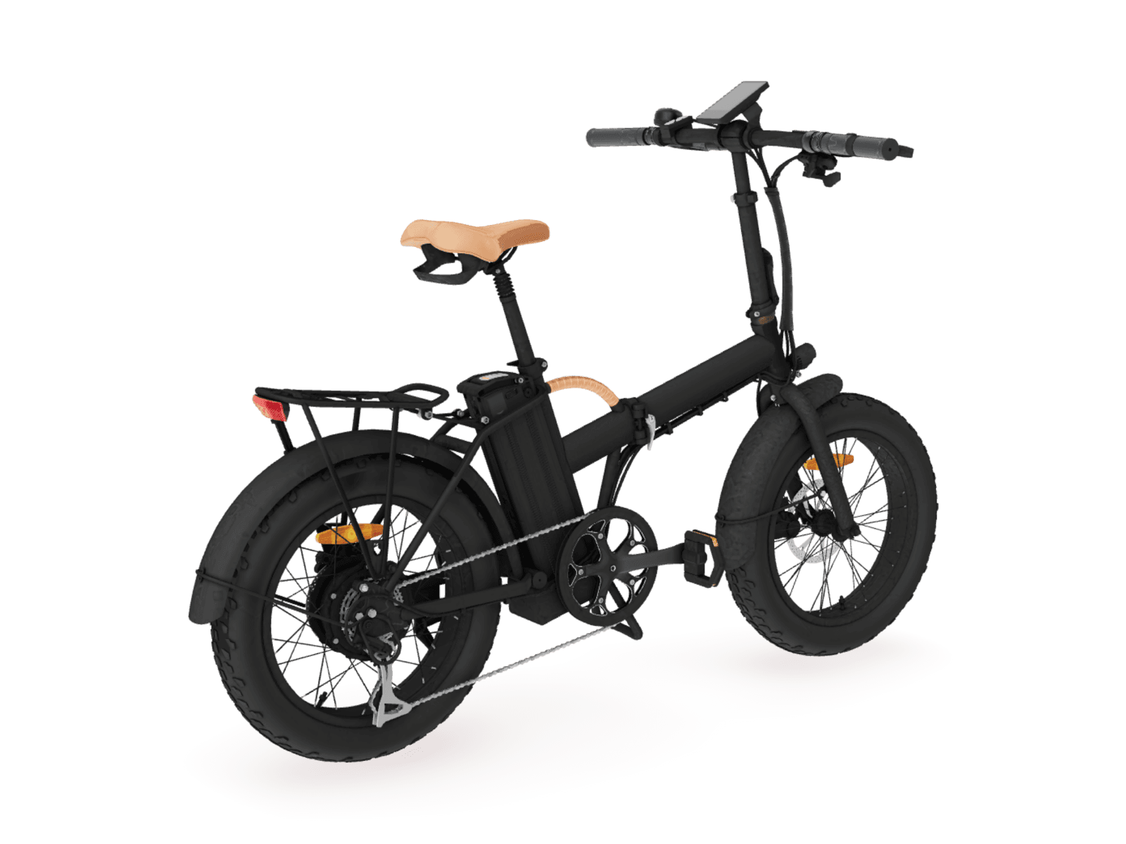 A black folding electric bike with wide tyres in the configurator