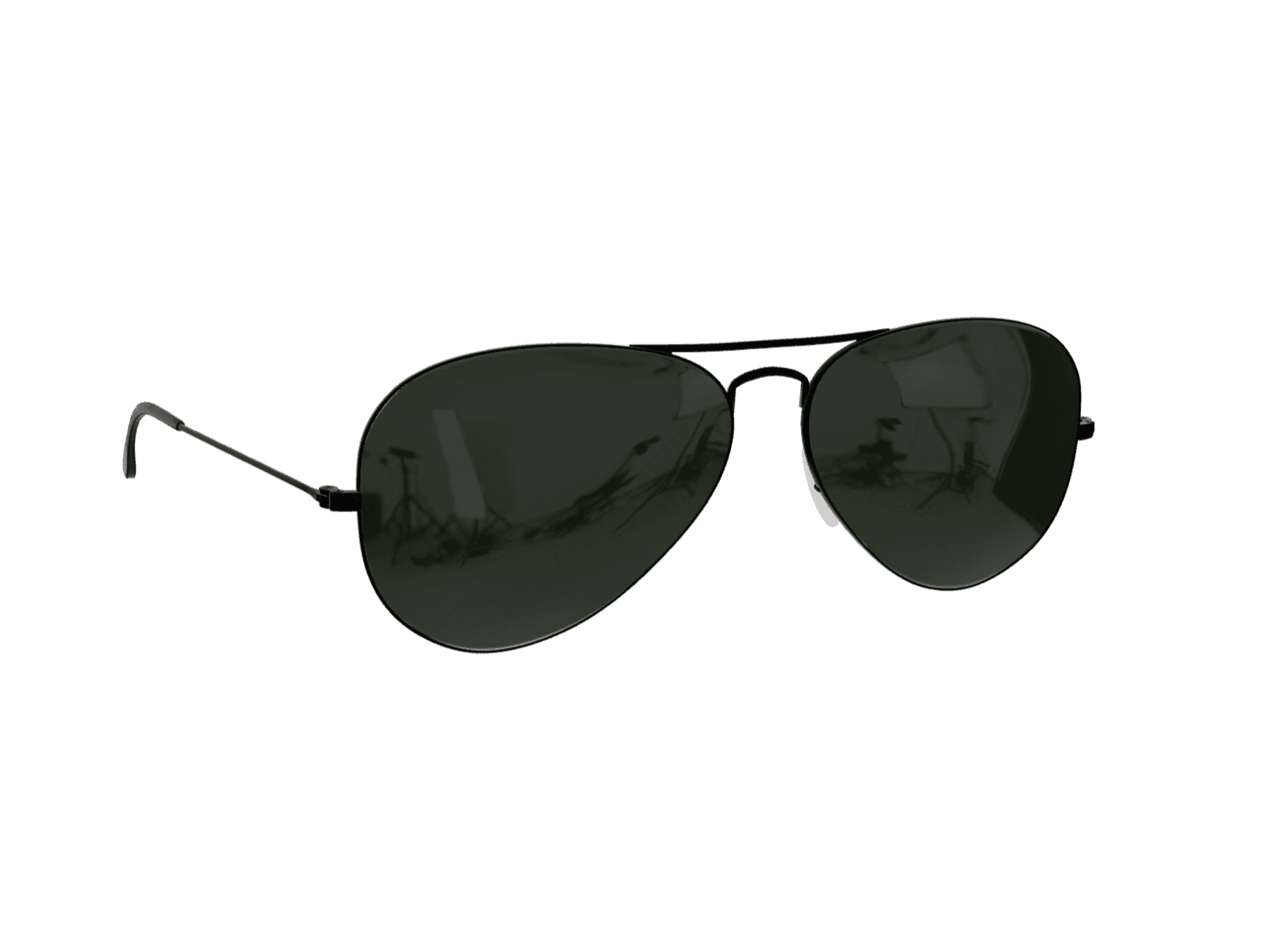 Black aviator sunglasses with green lenses in the configurator
