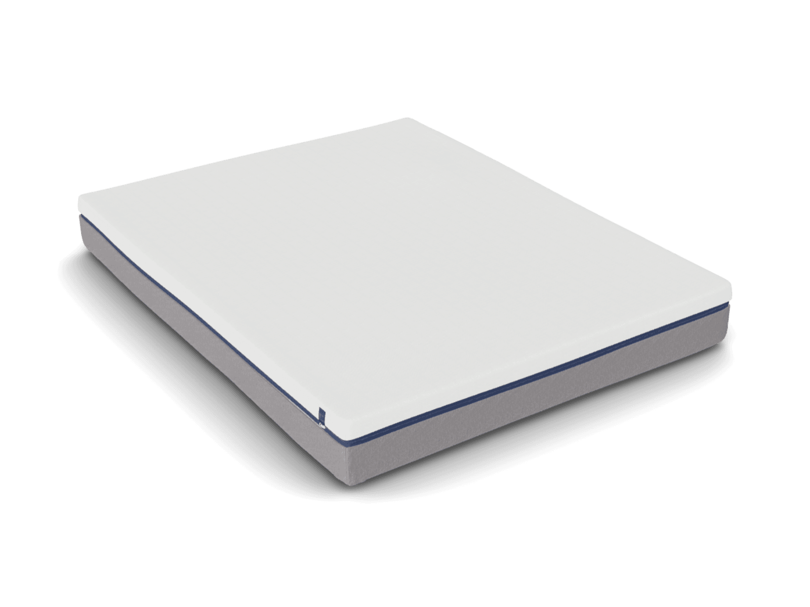 A 160 by 200 cm pocket spring mattress with a white top mattress on a grey base in the configurator