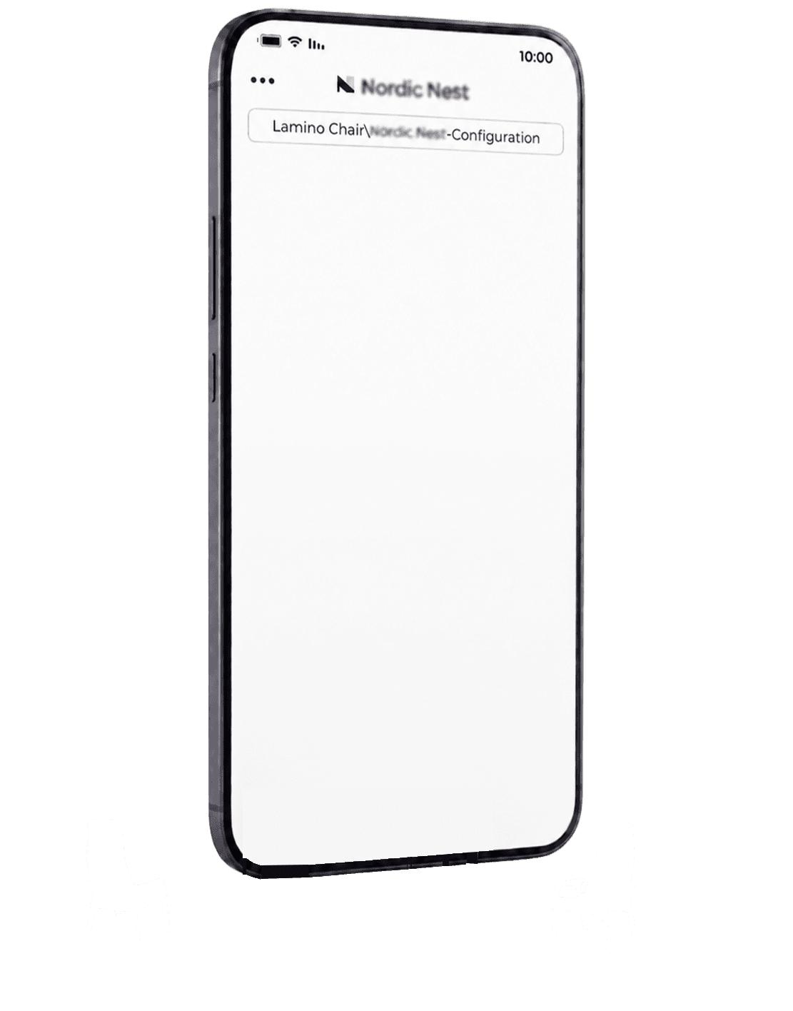 A chair shown in 3D on a phone