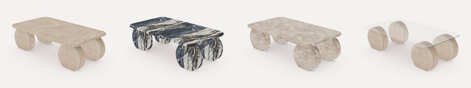 The same table as travertine, tiger and diana stone, and with a glass top